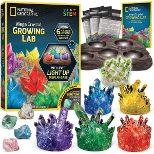 National Geographic Mega Crystal Growing Kit Grow 6 Crystals With Lightup Stand Science Gifts For Kids 812