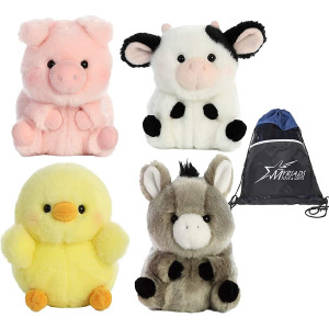 Aurora 5" Rolly Pets Plushie 4 Pack: Chick, Pig