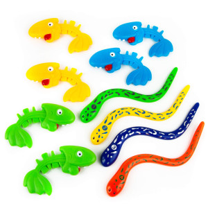 Boley Catch The Snake Fish Bone Dive Toys 10 Pk Sinking Bath Toys For Kids Bath Toys Water Games