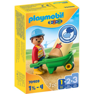 Playmobil Construction Worker With Wheelbarrow 70409 123 For Young Kids