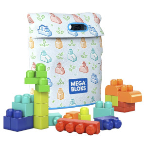 Mega Bloks Fisherprice Toddler Blocks Toys Set Build N Play Bag With 60 Plantbased Pieces And Storage Blue Ages 1 Years