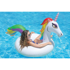 Poolmaster Unicorn Inflatable Swimming Pool Party Float 48 Inch Whiterainbow