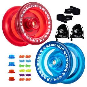 Yoyo Pack Of 2 Responsive Yoyo K1 Crystal Blue Crystal Red Hubstack Plastic Yoyos For Kids Basic Yoyo With 12 Yoyo Strings