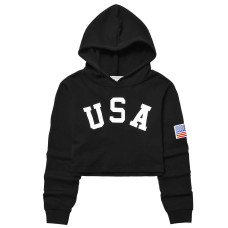 Kids Crop Tops Girls 4Th July Hoodies Cute Plaid Long Sleeve Fashion Sweatshirts Usa Flag