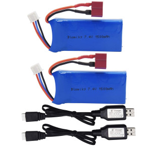 Blomiky 2 Pack 74V 1500Mah 40C Lipo 111Wh Rechargeable Battery T Plug And Usb Charger Cable Suitable For 300E 302E 9155 9156 A