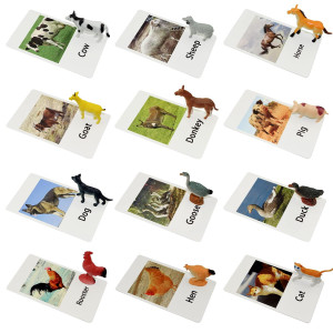 Farm Animal Toys With Flash Cards 12 Sets Of Realistic Animal Figures Educational Learn Cognitive Toys Animal Matching Gam