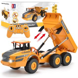 Double E Volvo Rc Dump Truck Toy For Kids Articulated Hauler Remote Control Construction Toys Vehicles With Lights Birthday G