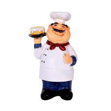 Holding Cake Resin Figurines Decorative American Chef Statue Figurines For Counter Restaurant Cafe Country Cottage Tabletop Kitc