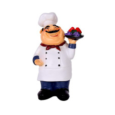 Holding Fruit Resin Chef Statue Decorative American Chef Figurine For Counter Restaurant Cafe Country Cottage Tabletop Kitchen D