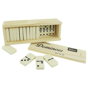 Pureplay Classic Dominoes Double 6 Jumbo Game Set 28 Pieces Double 6 Domino Set In Durable Wooden Boxfor Adultsfamily Nights