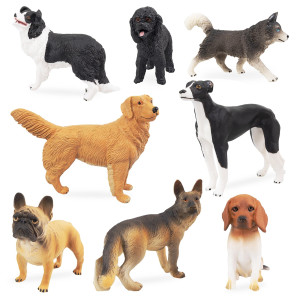 Toymany 8Piece Realistic Dog Toy Figures Set Husky Retriever Bulldog Cake Toppers School Projects Birthday Easter Eggs G