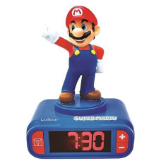LEXIBOOK Nintendo Super Mario Digital Alarm Clock for Kids-Snooze Function-Superhero Sound Effects-Children Boys, Blue/Red, T.?nica