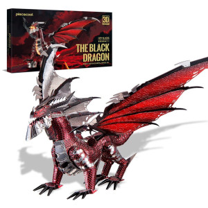 Piececool 3D Metal Model Kitsblack Dragon King Diy 3D Puzzles For Adults Brain Teaser Puzzles Toys For Teens Great Birthday N