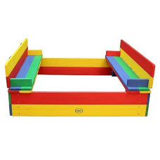 Axi Ella Children'S Sandbox Multi-Coloured | Children'S Sandbox Fsc Wood With Lid & Bench | 100 X 95 Cm