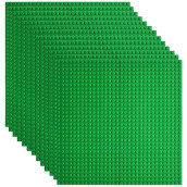 Lekebaby Classic Baseplates Building Base For Building Bricks 100% Compatible With Major Brands-Baseplate 10" X 10", Pack Of 12, Green