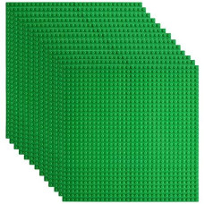 Lekebaby Classic Baseplates Building Base For Building Bricks 100% Compatible With Major Brands-Baseplate 10" X 10", Pack Of 12, Green