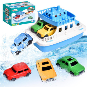 Toy Boat Bath Toys For Toddlers With 4 Mini Car Toys Kids Water Toys Ferry Boat For Bathtub Bathroom Pool Beach Toys Birthday