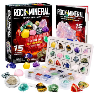 Xxtoys Kids Rocks Collection 15Piece Rock Collections For Kids Cool Geology Gem Kit With Identification Sheet Gemstones S