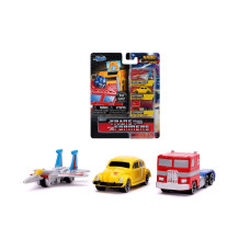 Jada Toys 253111005 Transformers Set Of 3 Nano Diecast Optimus Prime Starscream G1 Bumblebee Vw Beetle Toy Cars Set 4 Cm From