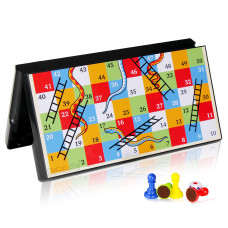 Kidami Magnetic Snakes And Ladders Game Set With Storage Box Folding Design And Lightweight Gift For Kids And Adults