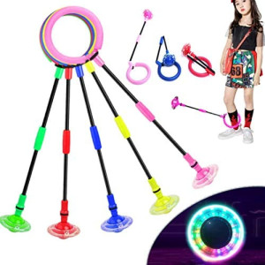 Ankbol Flashing Jumping Ring Children Colorful Ankle Skip Jump Ropes Sports Swing Ball For Kids Boys Girls Toy