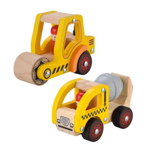 Wooden Push Car Toys For Infants 1218 Months 2 Pcs Baby Vehicle Toys Hand Push Car Toys For 1 2 Year Old Boys Girls Cement Tr