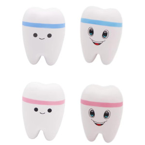 Aqueens 4 Pack Jumbo Slow Rising Teeth Squishy Cute Educational Squeeze Soft Pressure Release Toy Kawaii Oral Dental Clinic Mode