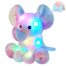 Glow Guards Light Up Rainbow Elephant Stuffed Animal,Soft Glowing Led Wildlife Animal Plush Toy With Night Lights &Lullaby,Ideal Gift Birthday Children'S Day For Toddler Kids,12''