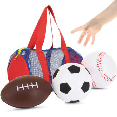 Neliblu Large Balls For Little Kids Fun Set Of 3 Sports Balls In Convenient Storage And Carry Bag Includes 5 Baseball 5 S