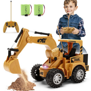 Remote Control Excavator Toy For Beginners 4Wd 5 Channel 124 Rc Construction Excavator With Led Light Pretend Construction P