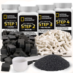 National Geographic Rock Tumbler Media The Ultimate Rock Polishing Supplies Kit 4 Stage Bulk Grit 15 Pounds Of Ceramic Pell