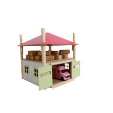 Kids Globe 132 Scale Hay Barn With Loft And Height Adjustable Pink Green And White