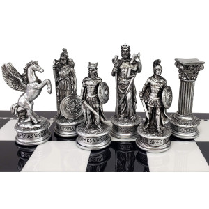 Greek Mythology Olympus Gods Zeus Vs Poseidon Set Of Chess Men Pieces Bronze And Pewter Color No Board