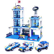 736 Pieces City Police Station Car Building Blocks Set With 3 Police Cars Toy Cop Patrol Car Escort Vehicle Prison Car Ci