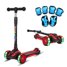 Kspeed 3 Wheels Kick Scooter For Kids And Toddlers Girls Boys Adjustable Height Learn To Steer With Extrawide Pu Led Flash