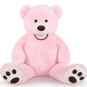 Doldoa 52In Big Teddy Bear Stuffed Animals With Footprints Plush Toy For Girlfriend Pink