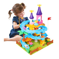 Marble Run Toy Building Sets 161Pcs Castle Building Duplos For Age 3 Marbles Track Building Toys Large Building Bricks Race