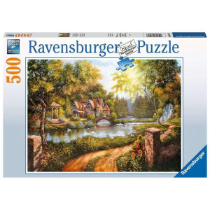 Ravensburger Flu Cottage By The River 500 Piece Jigsaw Puzzle For Adults For Kids Age 10 And Up Multicoloured