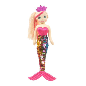 Linzy Toys 18 Adalina Mermaid With Reversible Sequin Tail Soft Plush Mermaid Doll Hot Pink Mermaid Toys For Little Girls