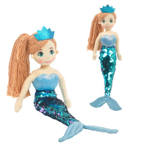 Linzy Toys 18 Perla Mermaid With Reversible Sequin Tail Rag Doll Light Blue Mermaid Toys For Little Girls Sirenas Para Nin