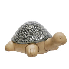 Benjara 13 Inches Ceramic Frame Tortoise Figurine Beige And Gray