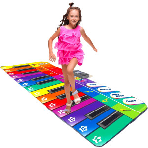 Play22 Floor Piano Mat For Toddlers Colorful Keyboard Play Mat 71 X 30 Piano Playmat Has Record Playback Demo Play Adju