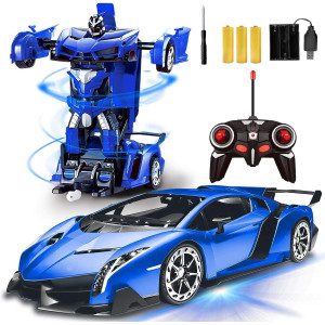 Amenon Remote Control Transform Car Robot Toy For Boys Kids Teens Toys With Lights Rc Car 24Ghz 118 Rechargeable 360Rotatin