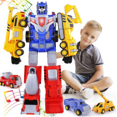 Snaen Toys For 3 4 5 6 7 Year Old Boys Construction Vehicles Transform Robot Kids Toys Stem Building Toddler Toys For Kids Ag