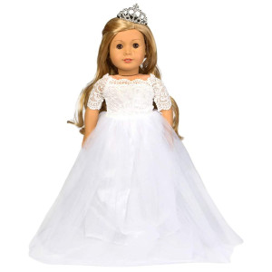 Hwd Girls Doll Clothes And Accessories Princess Costume Wedding Dress Party Gown Dress For 18 Inch Dolls White