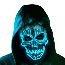 Ilebygo Led Scary Mask Halloween Light Up Mask Purge Mask With El Wire 3 Flashingmodes For Halloween Festival Party Cos Play