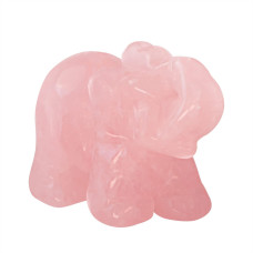 Gemstone Rose Quartz Elephant Figurines Hand Carved Pocket Statue Healing Crystals Good Luck For Home Decor 15 Inches Pink Col