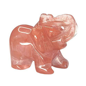 Gemstone Cherry Quartz Elephant Figurines Hand Carved Pocket Statue Healing Crystals Good Luck For Home Decor 15 Inches