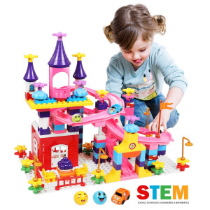 Marble Run Toy Building Sets 161Pcs Castle Building Duplos For Age 3 Marbles Track Building Toys Large Building Bricks Race