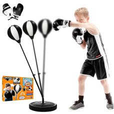 Leambe Punching Bag For Kids Toys For 3 4 5 6 7 8 Boys Girls Height Adjustable Boxing Set With Stand Gloves Best Toy Gift F